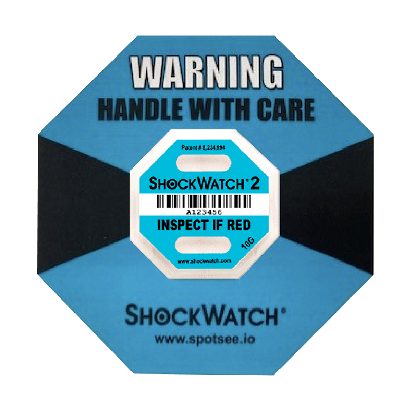 ショックウォッチ2 SW2-10G 水色の警告台紙付き 衝撃検知ラベル