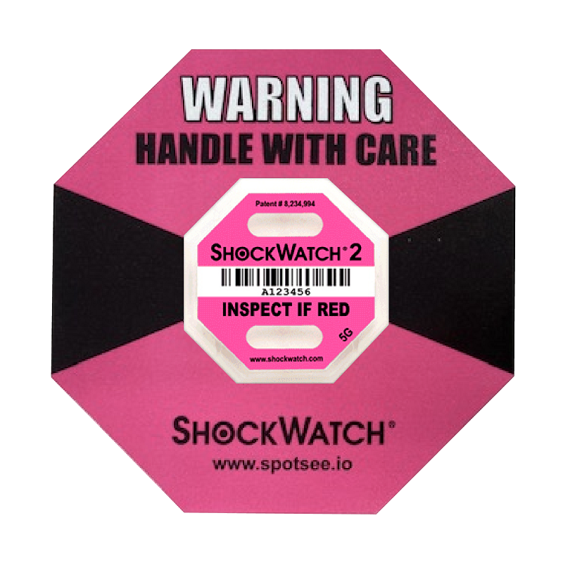ショックウォッチ2 SW2-5G ピンクの警告台紙付き 衝撃検知ラベル