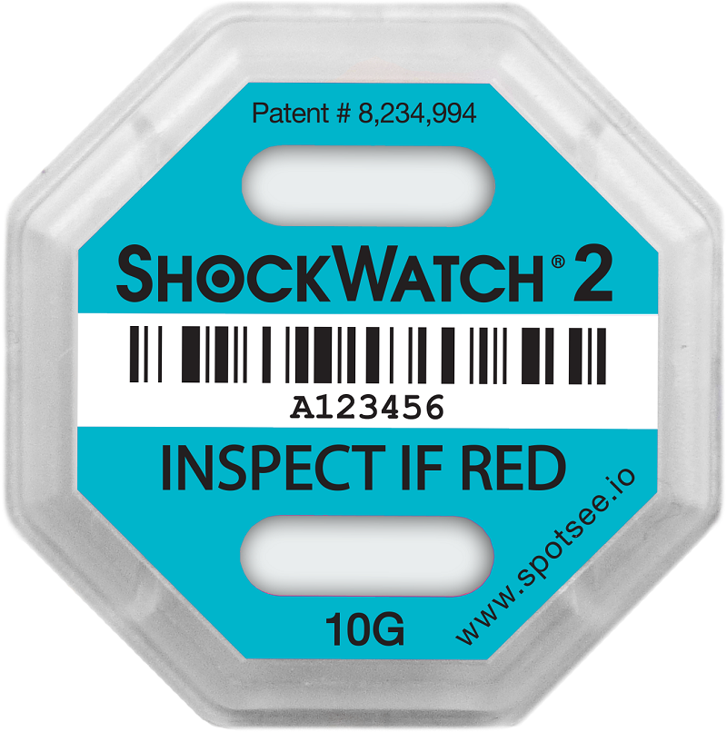 ショックウォッチ2 SW2-10G 水色の衝撃検知ラベル本体の拡大 10G表記