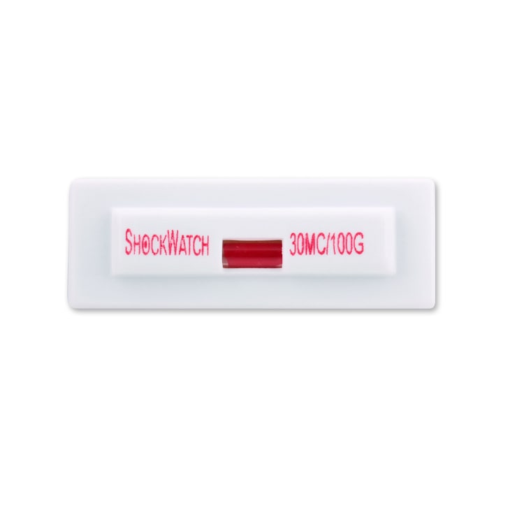 ショックウォッチ ミニクリップ 30MC（100G用）、窓部分が赤変した状態