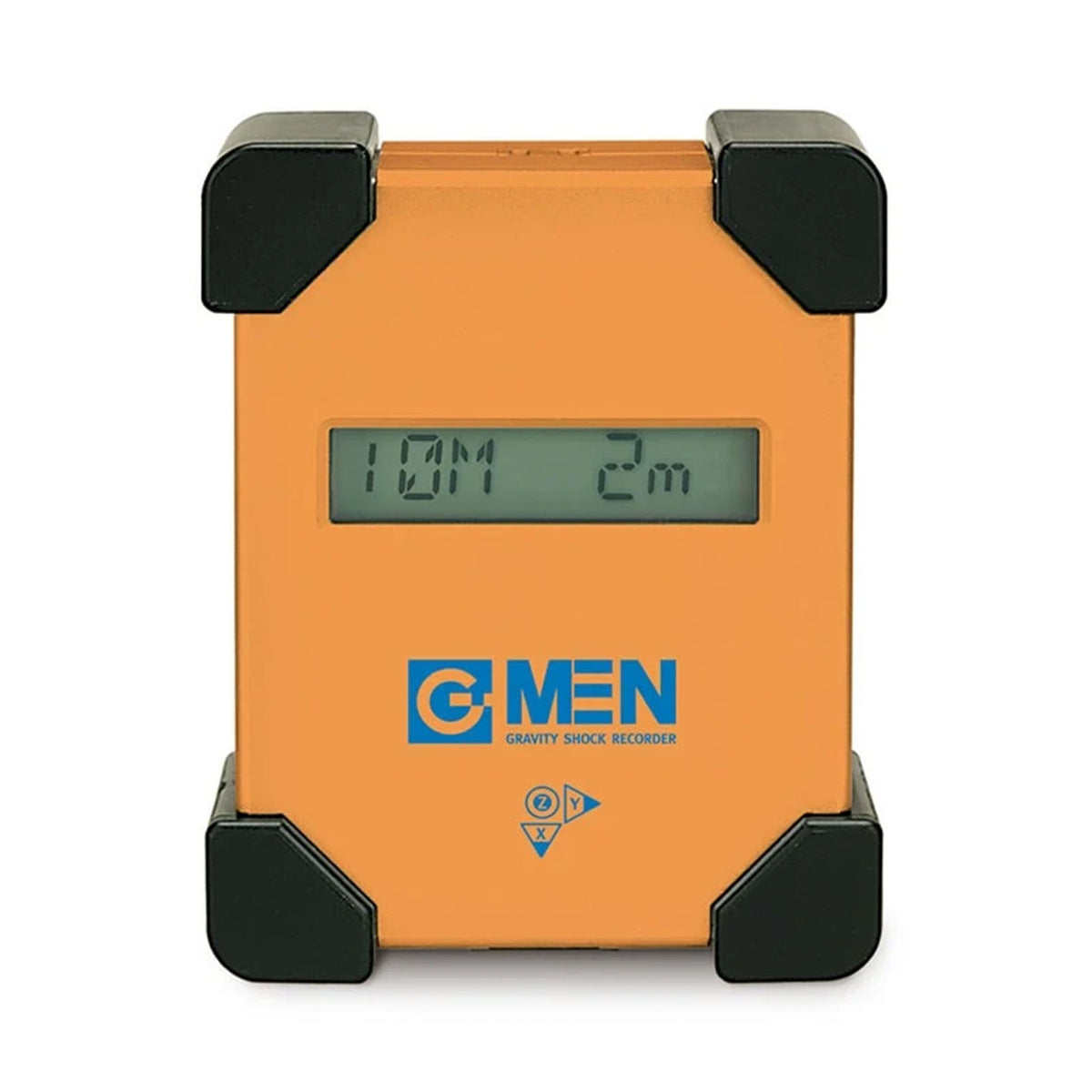 G-MEN GL100 輸送振動データロガー オレンジ色の本体に青いロゴと液晶表示