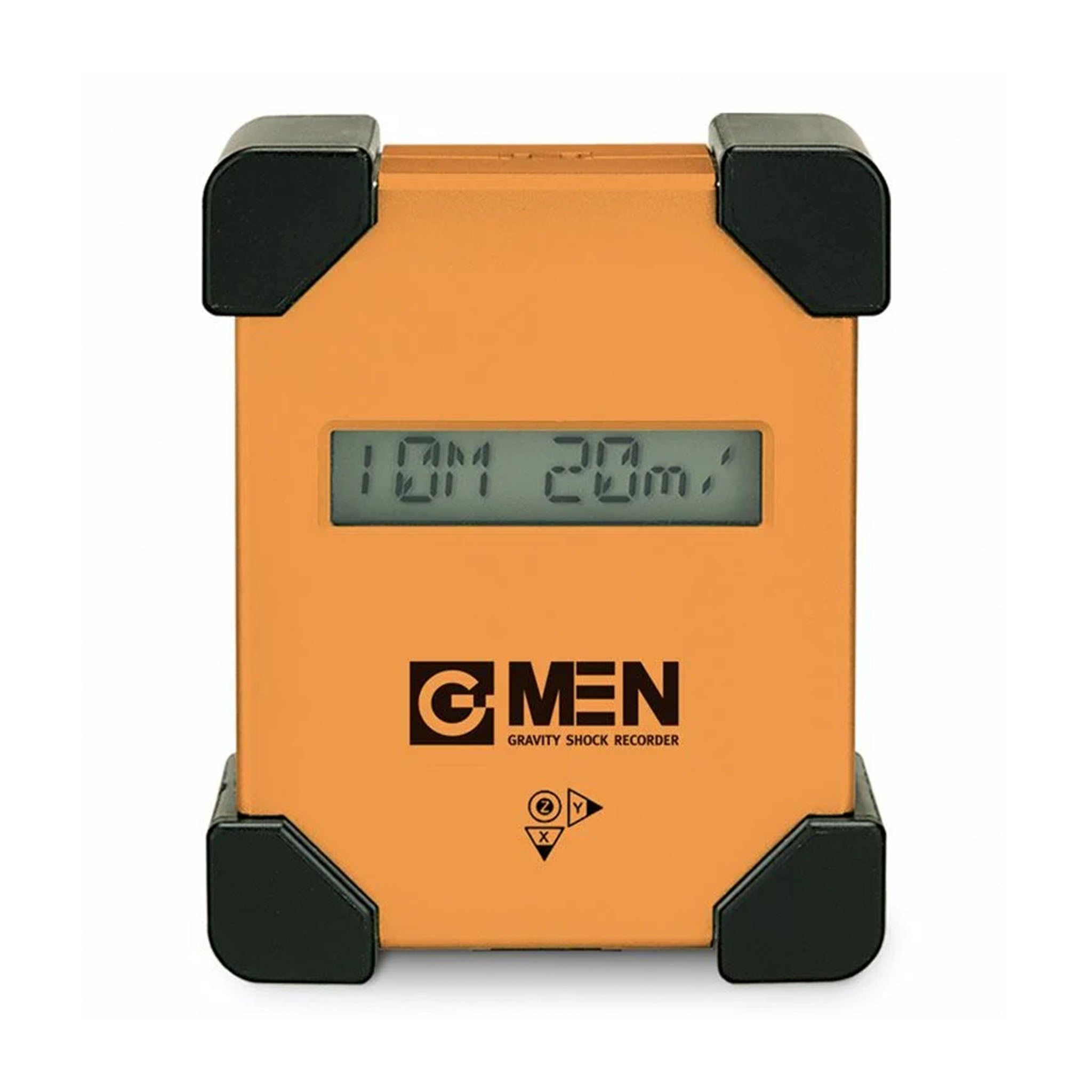 G-MEN GR100 旧型 輸送振動データロガー オレンジ色の本体と液晶表示